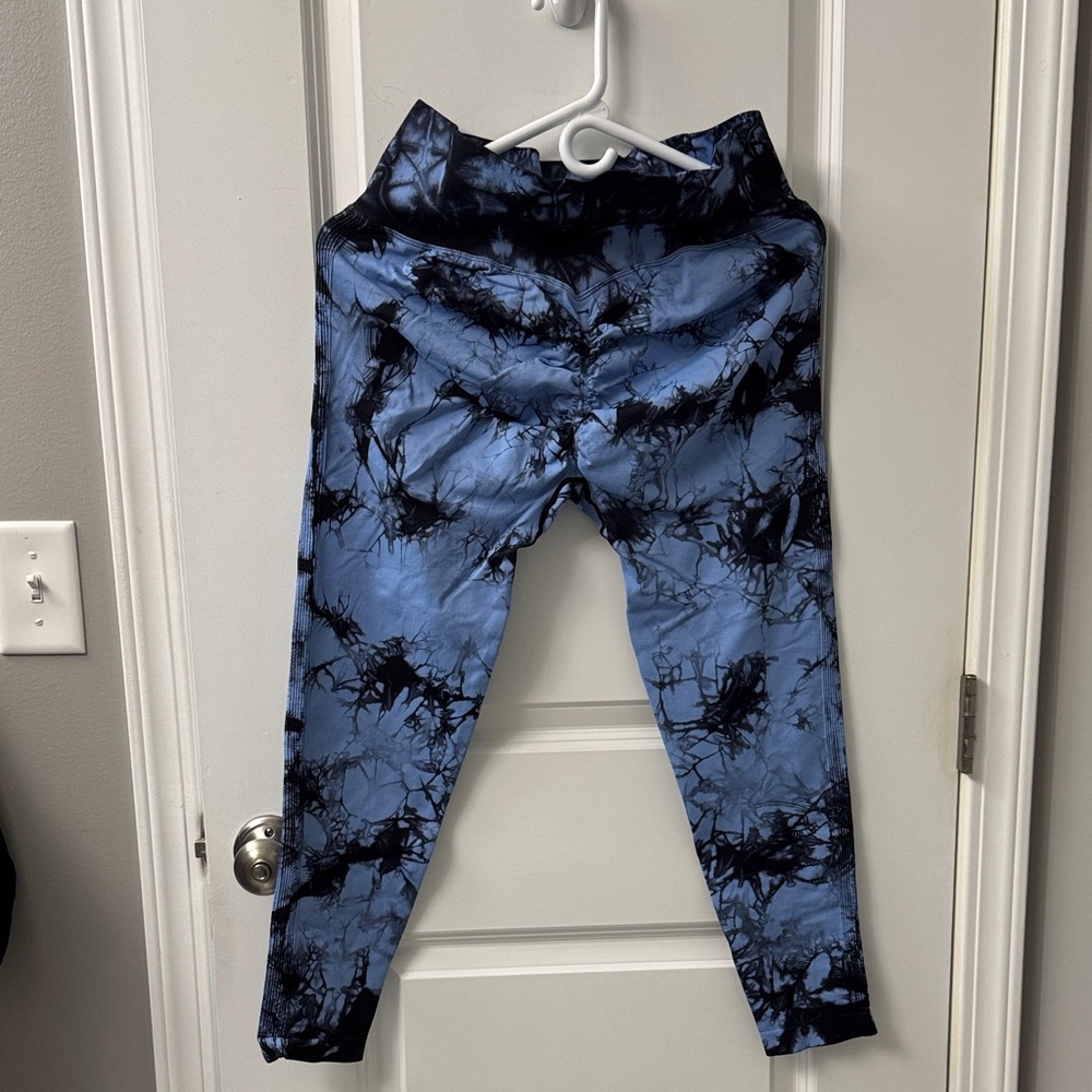 Kids Blue and Black Tie-Dye Leggings - Picture 2 of 4